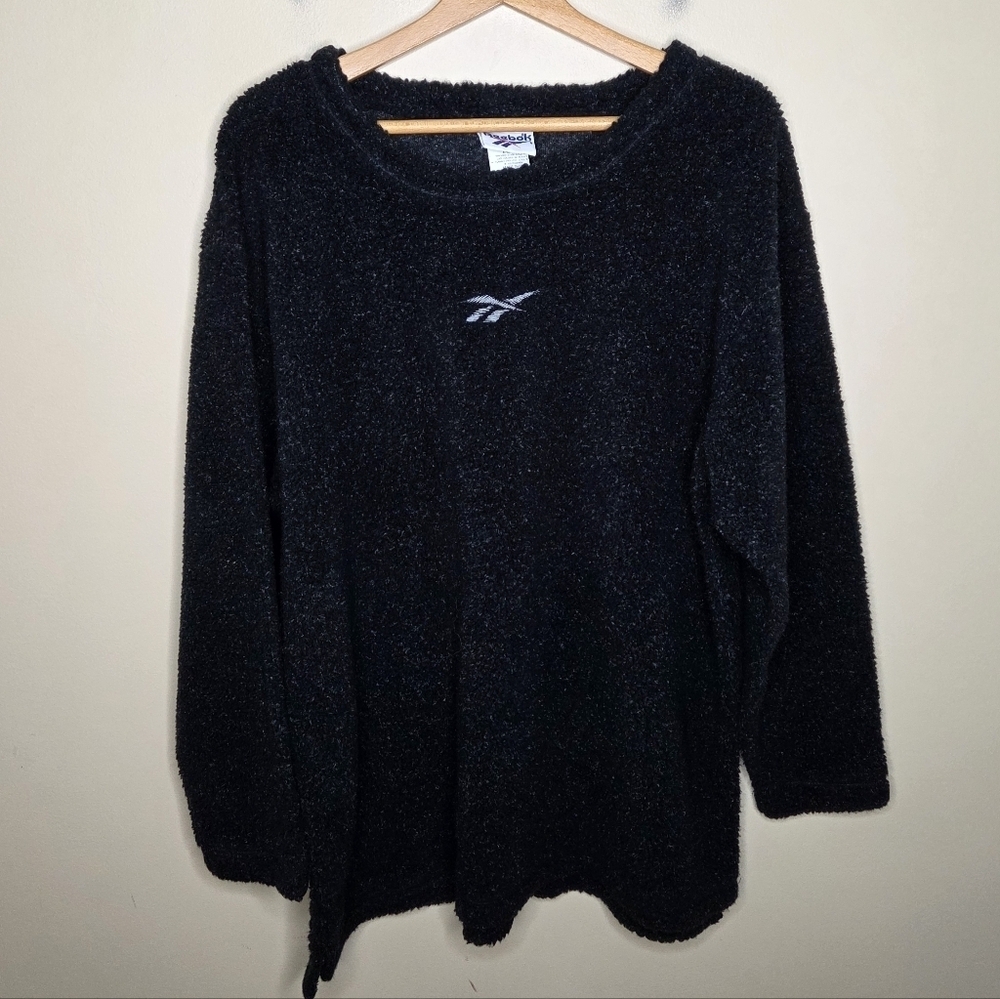 Vintage Reebok Black Cozy Fleece Sweatshirt Size XL